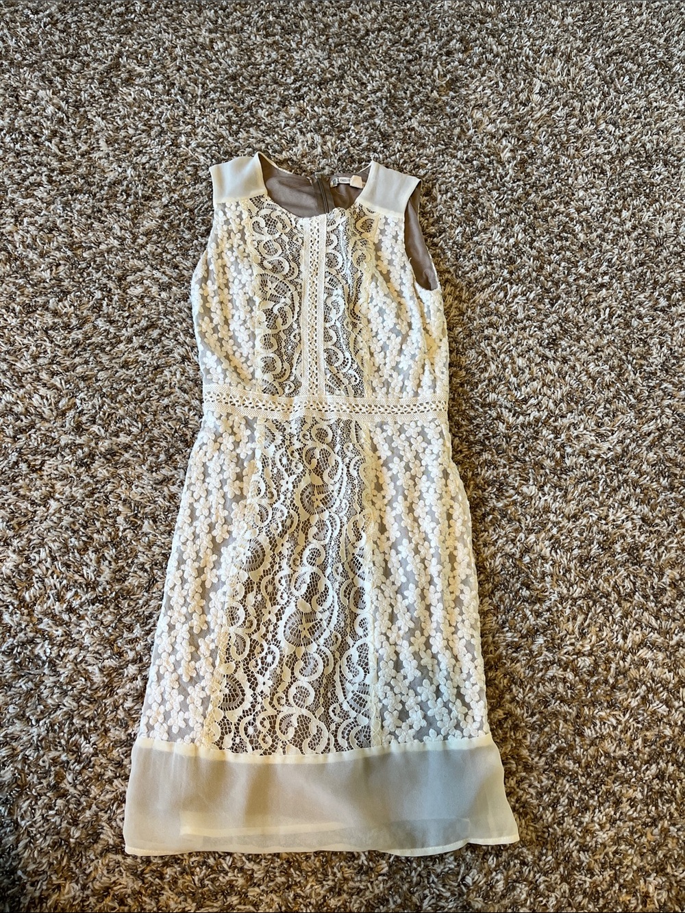 Chelsea & Violet Taupe Floral Lace Dress